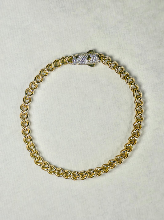 Pulso Tejido Espiga 5 mm · Oro Italiano 10 k